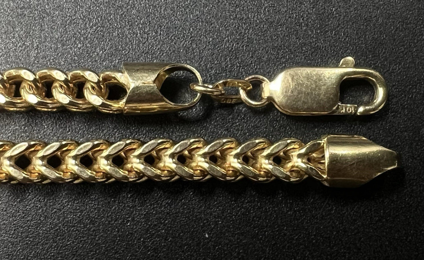 26.25” 10K Semi-Solid Yellow Gold Diamond Cut Franco Box Chain | 26.49g | 4.5MM