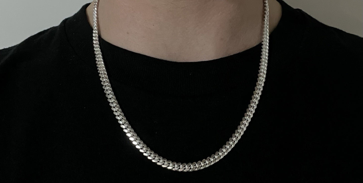 20” 925 Solid Sterling Silver Diamond Cut Miami Cuban Chain 36.55g | 5.4MM Italy
