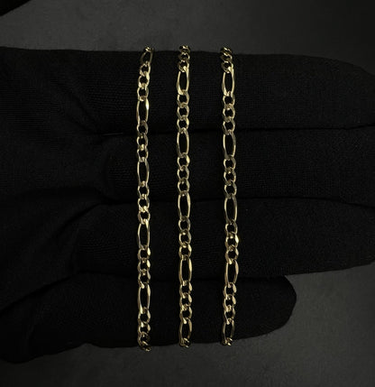 21.75” 14K Solid Yellow Gold Diamond Cut Figaro Chain | 9.04g | 3.2mm | Italy |