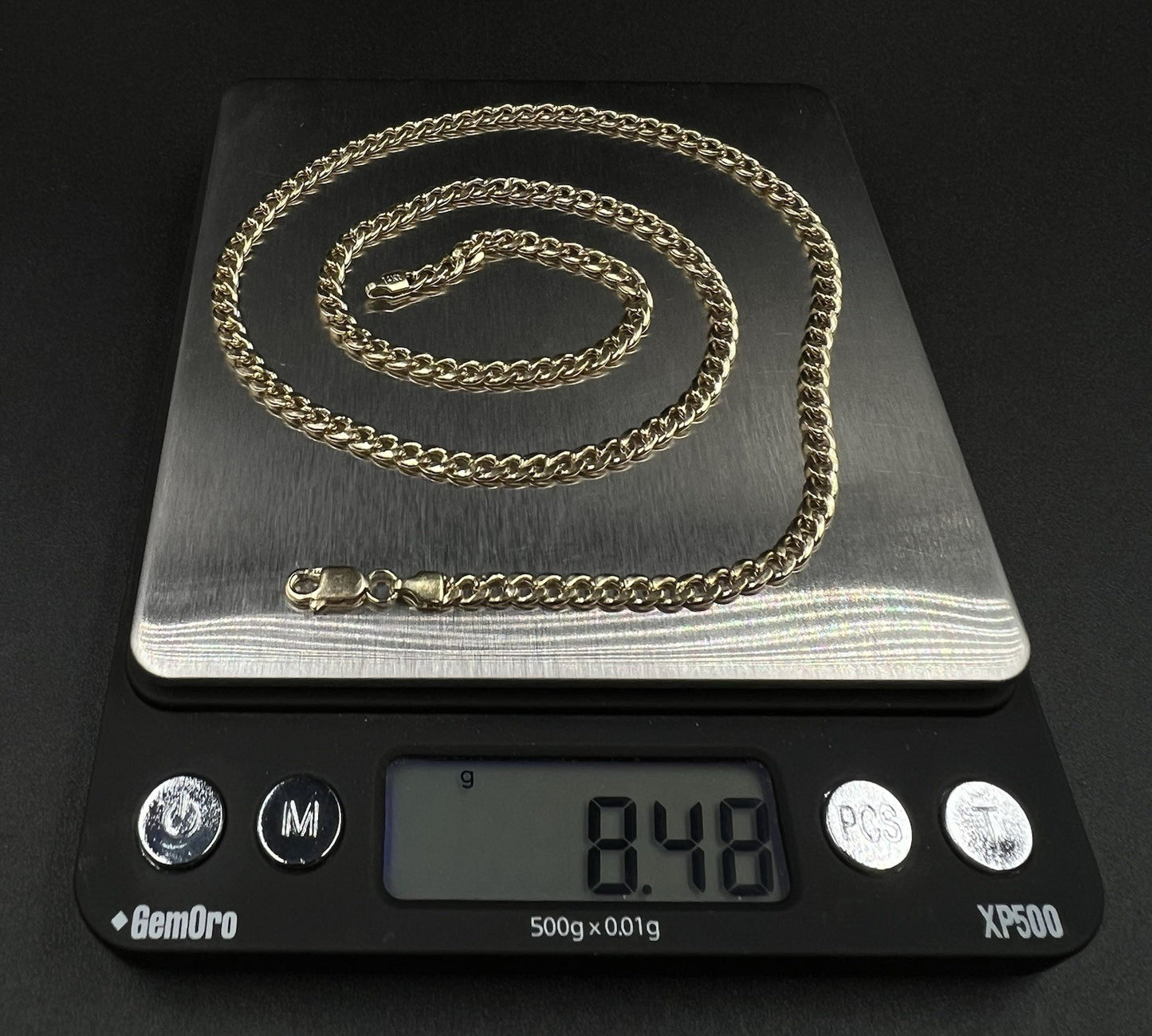 19.75” 14K Hollow Yellow Gold Diamond Cut Miami Cuban Chain | 8.48g | 3.8MM
