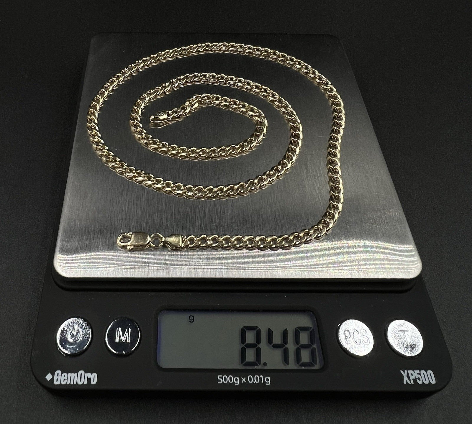 19.75” 14K Hollow Yellow Gold Diamond Cut Miami Cuban Chain | 8.48g | 3.8MM