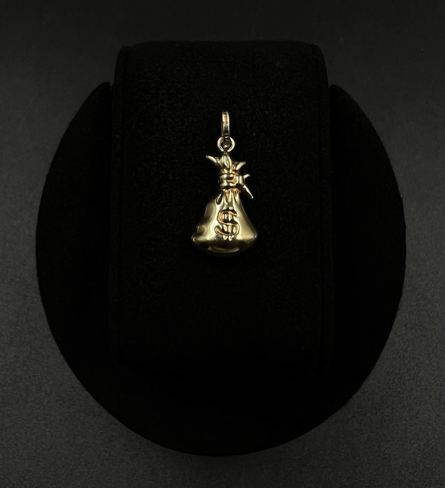 .46” x 1.05” 14K Hollow Yellow Gold Money Bag Pendant | 1.48g | 3.2 x 5.5mm Bail