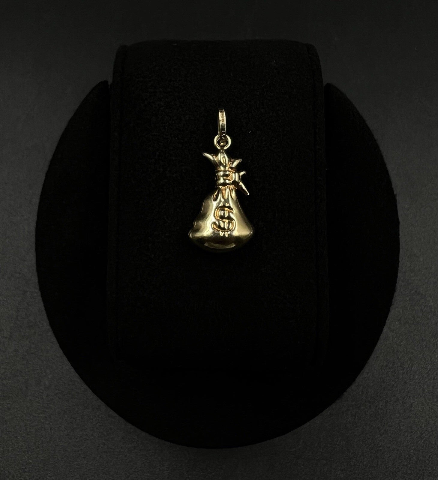 .46” x 1.05” 14K Hollow Yellow Gold Money Bag Pendant | 1.48g | 3.2 x 5.5mm Bail