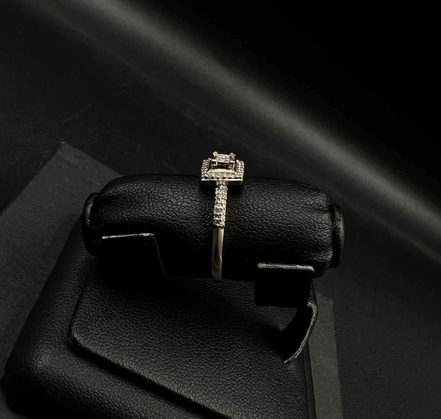 10K Semi-Solid Gold Natural Diamond Square Halo Ring Size 6 | .2ct | 1.86g