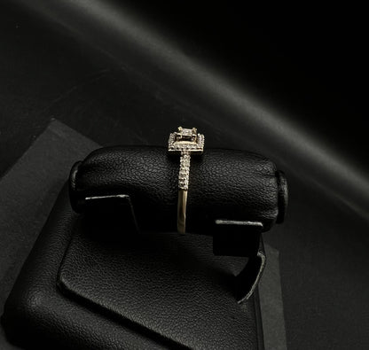 10K Semi-Solid Gold Natural Diamond Square Halo Ring Size 6 | .2ct | 1.86g
