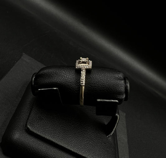 10K Semi-Solid Gold Natural Diamond Square Halo Ring Size 6 | .2ct | 1.86g