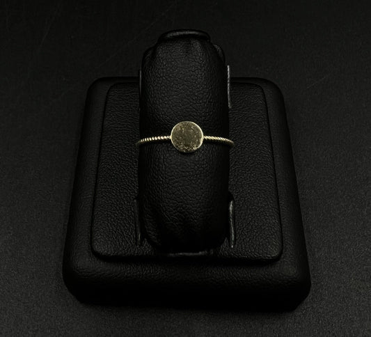 14K Semi-Solid Yellow Gold Engravable Disc Ring | Size 7 | .98g |