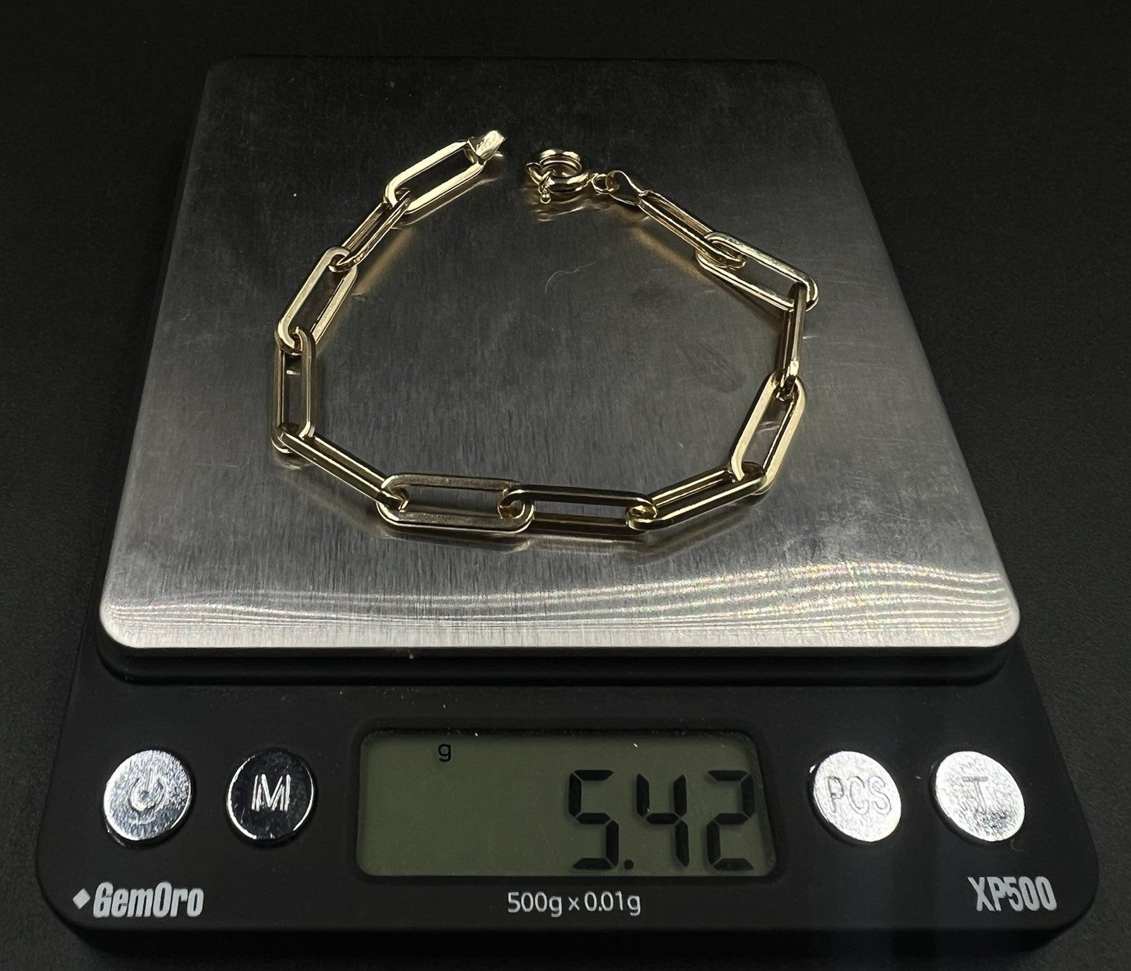 7.75” 14K Hollow Yellow Gold Paper Clip Bracelet | 5.42g | 5.8mm | Lobster Clasp