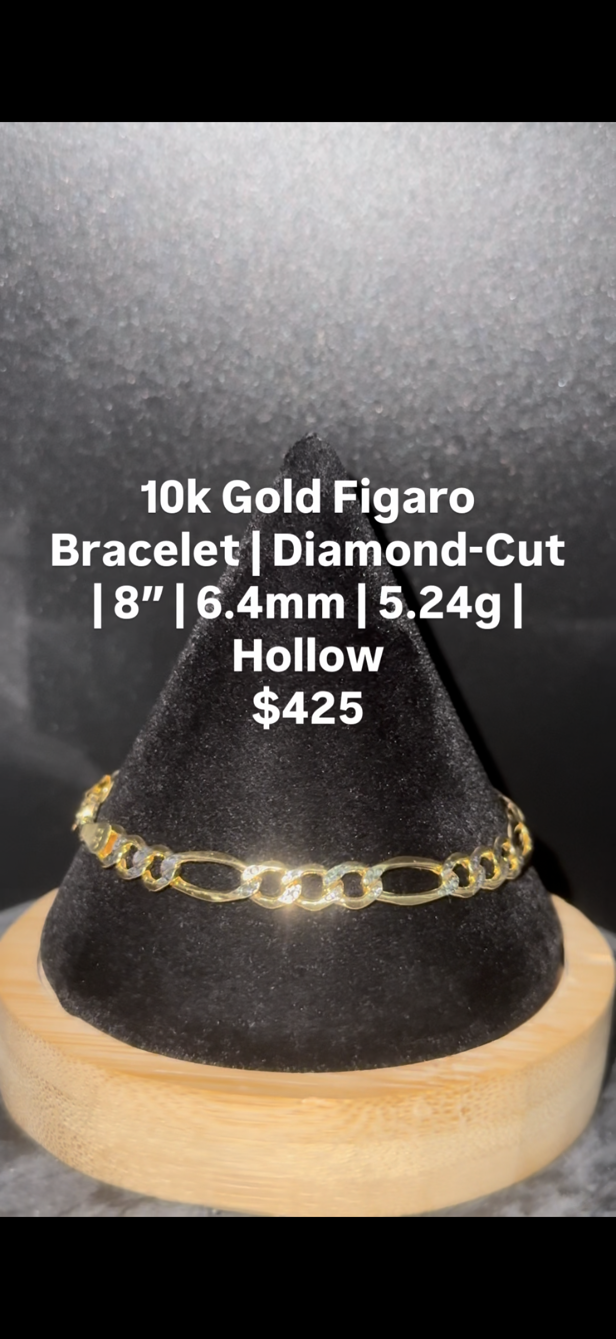 10k Gold Figaro Bracelet | 8” | 6.4mm | 5.24g | Hollow